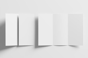 A4 Trifold Brochure White Blank 3D Rendering Mockup