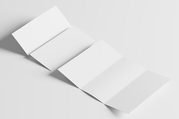 A4 Trifold Brochure White Blank 3D Rendering Mockup