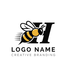 Letter H bee logo