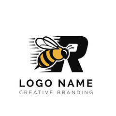 Letter R bee logo