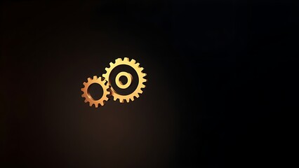 Abstract golden gears interlocking in a dark gradient, symbolizing corporate automation and mechanical precision.