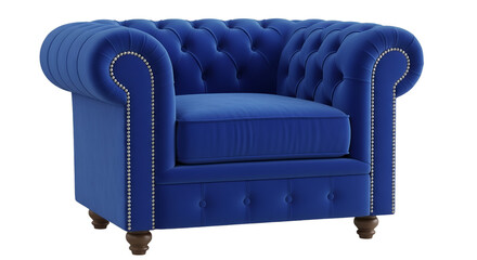 Luxurious Blue Velvet Chesterfield Armchair