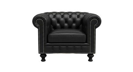 Black Leather Chesterfield Armchair