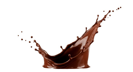 Chocolate Splash with Droplets on Black Background