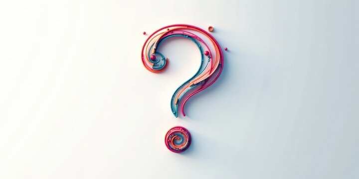 Abstract Colorful Question Mark Design Intriguing Swirls and Dots on a White Background
