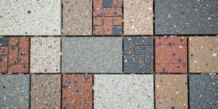 A Colorful Array of Textured Paving Stones A Diverse Collection of Aggregate Concrete Tiles for Outdoor and Architectural Applications