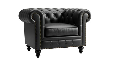 Black Leather Chesterfield Armchair