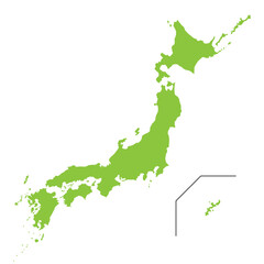 シンプルな日本地図のイラストイメージ グリーン