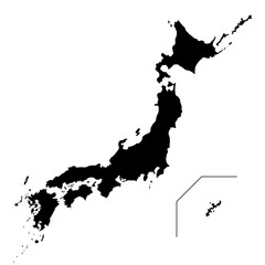 シンプルな日本地図のイラストイメージ ブラック