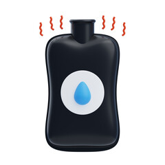 Black Heat Bag With White Circle And Blue Drop Icon Showing Heat Waves On Transparent Background With Minimalist Design