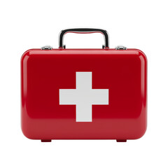 Obraz premium Red emergency kit, symbol of healthcare assistance, isolated on a transparent field