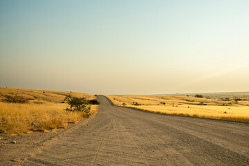 A wide-angle view of a roundabout near Usakos, Namibia