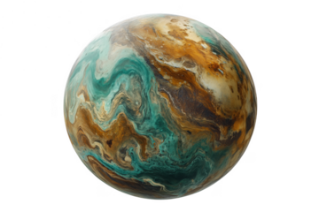 Swirling marbled planet surface isolated on a transparent background