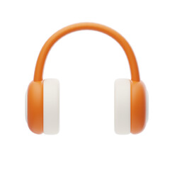 Orange and White 3D Rendered Earmuffs on Transparent Background for Audio Listening and Sound Isolation