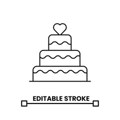 Vector art of wedding cake line icon, editable stroke vector