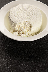 Cottage cheese fermented milk product portion size natural product tasty snack fresh delicious gourmet food background on the table rustic top view copy space keto and paleo diet