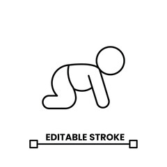 Vector art of crawling baby linear icon. kid line icon vector. editable stroke vector illustration