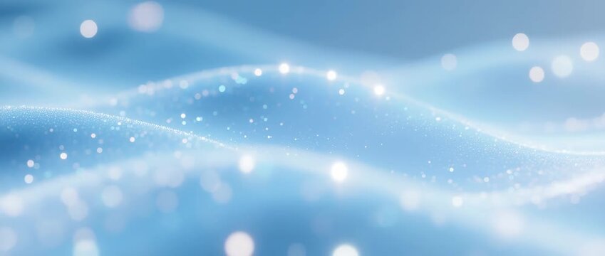 Bright abstract blue background with glowing light rays and festive bokeh for a winter holiday design - Powered by Adobe