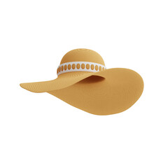 Wide brimmed straw hat with white ribbon detail a stylish sun protection accessory perfect for beach holidays and outdoor events with a transparent background