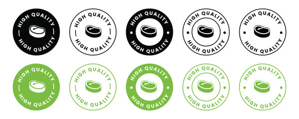 High quality beef meat icon set. High quality beef meat circle logo, badge, sticker, symbol, emblem, stamp. vector illustration