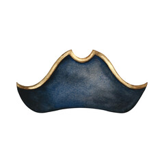 Fototapeta premium Sailor s tricorn hat. Hand-drawn watercolor illustration. For children s games and celebrations. For stickers, invitation cards, posters and banners, packaging, and more.