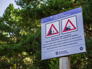 information poster, Generalitat of Catalonia, climb to the Pedraforca massif from the village of...