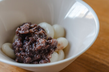 Shiratama dessert with sweet red bean paste

