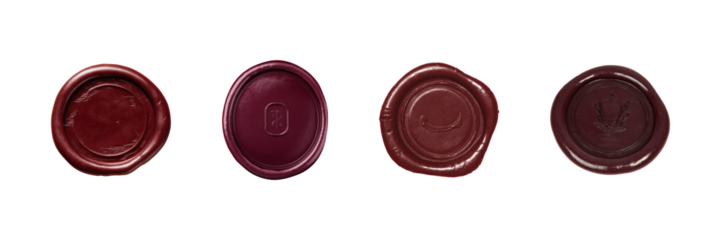 Wax Seal Collection Set. Vintage Authenticity And Elegance Collection Isolated On Transparent Background