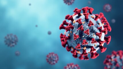 Microscopic View of a Viral Particle Showing Surface Spikes and Complex Structure
