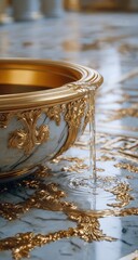 Elegant marble bowl edged in ornate gold design details