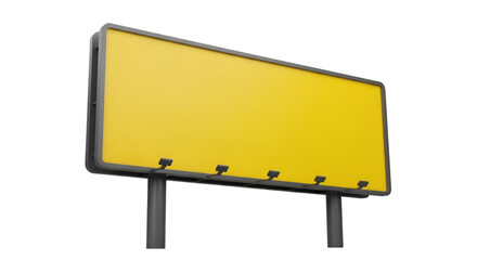 Blank Yellow Billboard with Black Frame and Supports