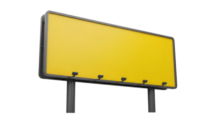 Blank Yellow Billboard with Black Frame and Supports