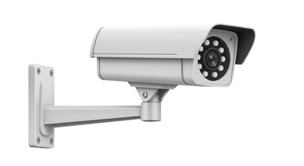White Security Camera Mounted on Black Background