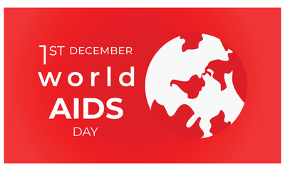 World AIDS Day December 1st. Banner with red ribbon and text World Aids Day with glove icon , Vector illustration 