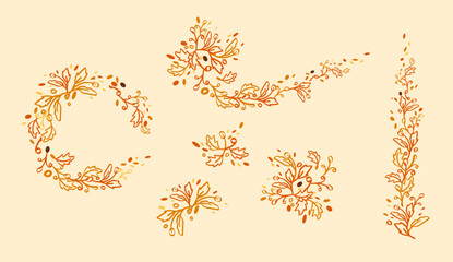 Happy Thanksgiving Autumn Berries Vine Handdrawn Vector Art 