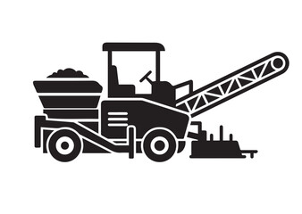 Naklejka premium Road paver truck icon, Road paver truck solid vector