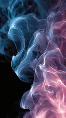 pink and blue smoky art abstract black background