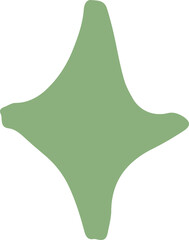 Obraz premium Minimalist green starburst vector, organic hand-drawn four-point star shape, sage green abstract decorative element for modern branding