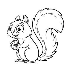 Cute Black White Squirrel Sketch