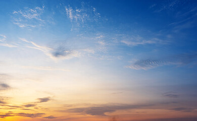 beautiful romantic colorful dramatic sky with soft cloud at sunrise time