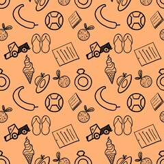 Seamless background of various items