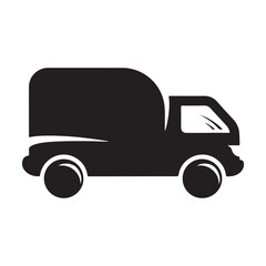 Modern delivery truck icon with wheels and cargo space for logistics and transportation services