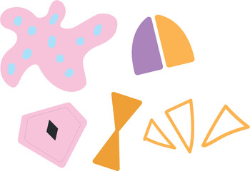 Fototapeta premium Abstract organic shapes vector set, pastel geometric blobs and hand drawn elements, colorful aesthetic design components for modern branding