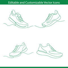 Minimalist continuous line drawing of a running shoe on creativity continuous line drawing