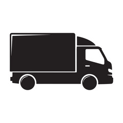 Modern red delivery truck icon with wheels and cargo box ideal for logistics and shipping services