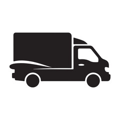 Modern red delivery truck icon with wheels and cargo box suitable for logistics and shipping services