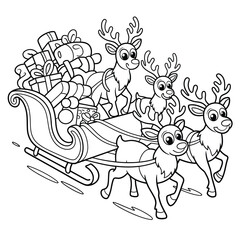 Christmas reindeer sleigh vector illustration for holiday design and festive projects scalable eps icon silhouette vector illustration white background