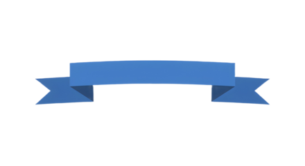 Ribbon banner, curve badge, label, title box, clip art, png isolated on transparent background. A simple blue banner with a flat design, ideal for text placement.