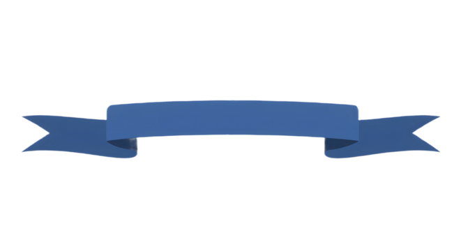 Ribbon banner, curve badge, label, title box, clip art, png isolated on transparent background. A blue ribbon banner with pointed ends, isolated on a white background.