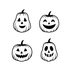 halloween pumpkin icon set collection vector design template